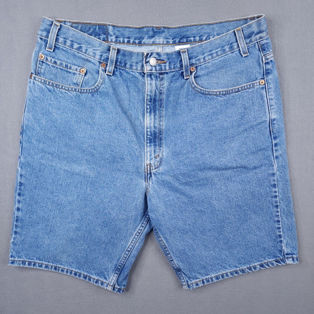 Levis 505 Regular Fit Denim Shorts Mens 38 Blue Jeans Zip Fly Vintage Jorts
